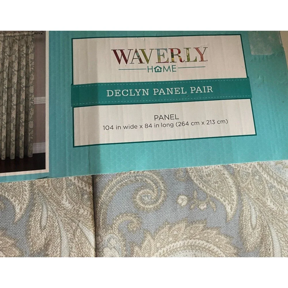 Traditions by Waverly Declyn Paisley Rod Pocket Curtains Panels Blue Gray 52x84